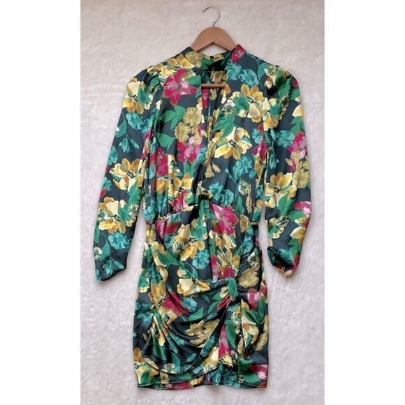 NWT Zara Blogger’s Favorite Floral Satin Effect Cutout Long Sleeve Mini Dress - Picture 13 of 16